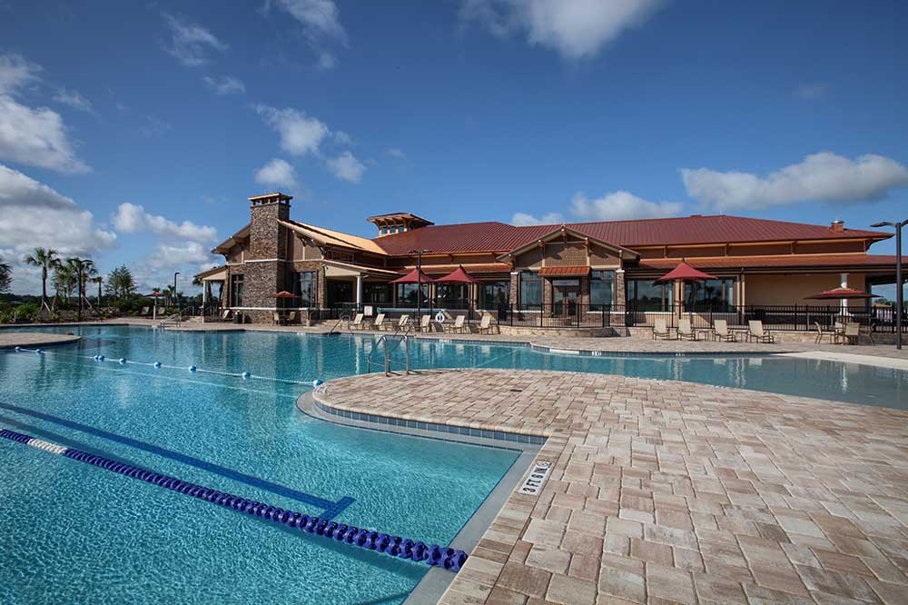 Zero-entry pool with lap lanes at The Lodge at Candler Hills On Top of the World Communities Ocala, FL