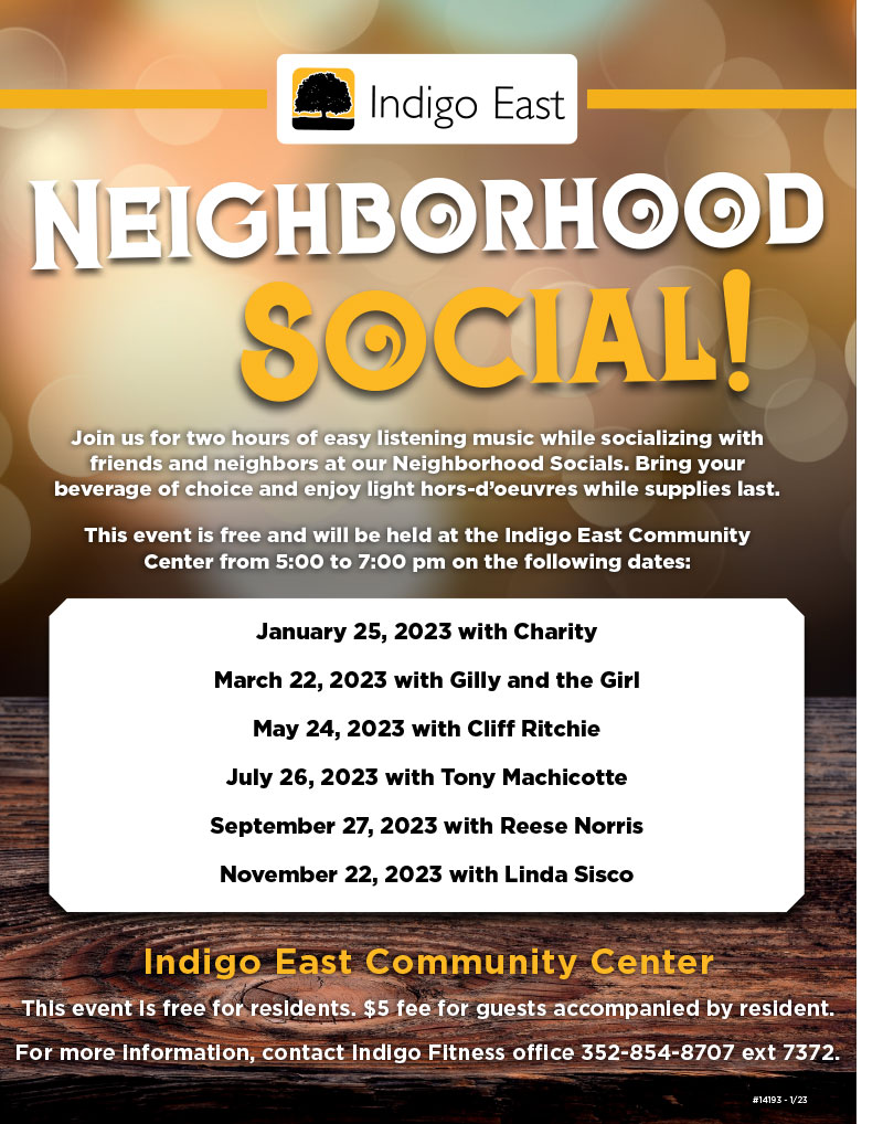 Neighborhood Social | 5 - 7 PM | Indigo East Community Center