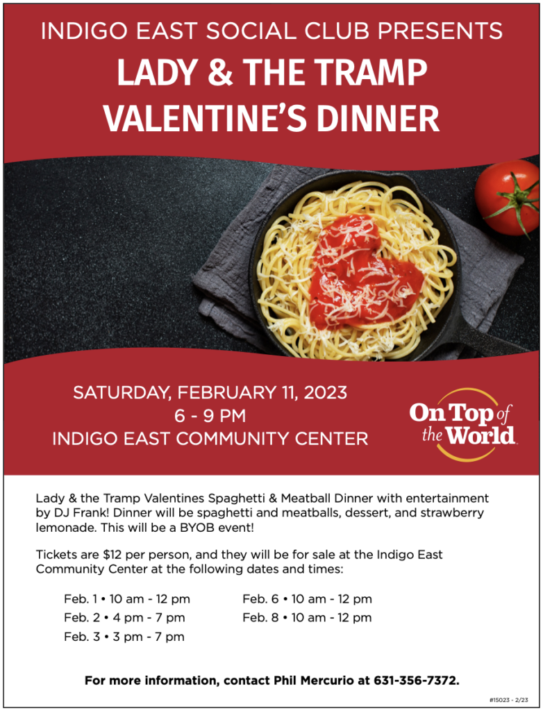 Indigo East Social Committee Lady & the Tramp Valentine's Day Dinner