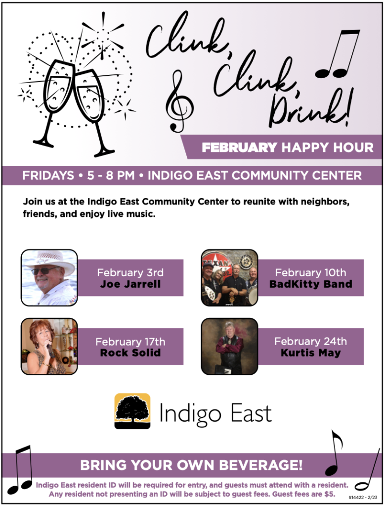 Indigo East Happy Hour Feb 2023