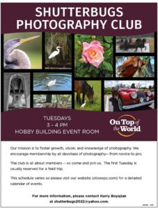 Shutterbugs Photography Club at On Top of the World Communities