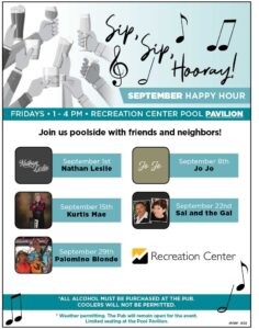 September Happy Hour at the Recreation Center Pool Pavilion at On Top of the World Communities