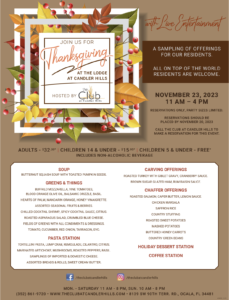 Thanksgiving at The Club open to all OTOW residents.