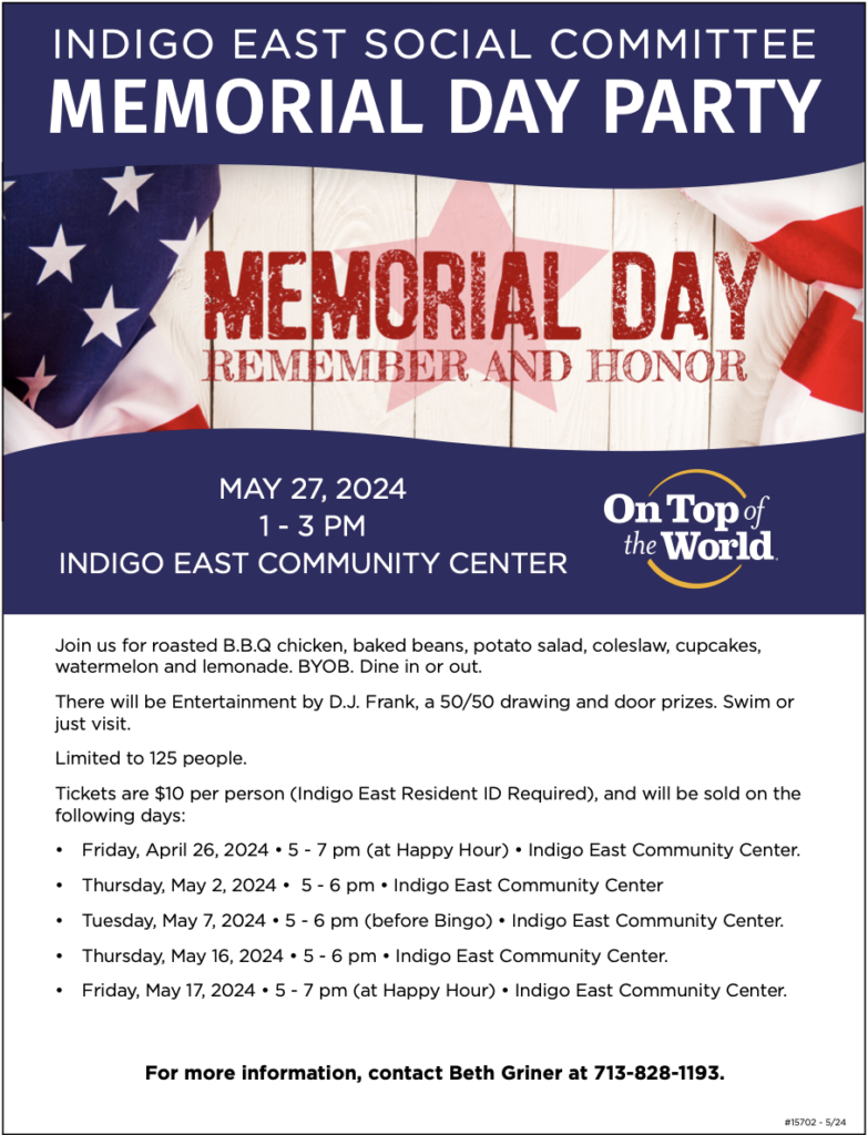 Memorial Day Event for Indigo East