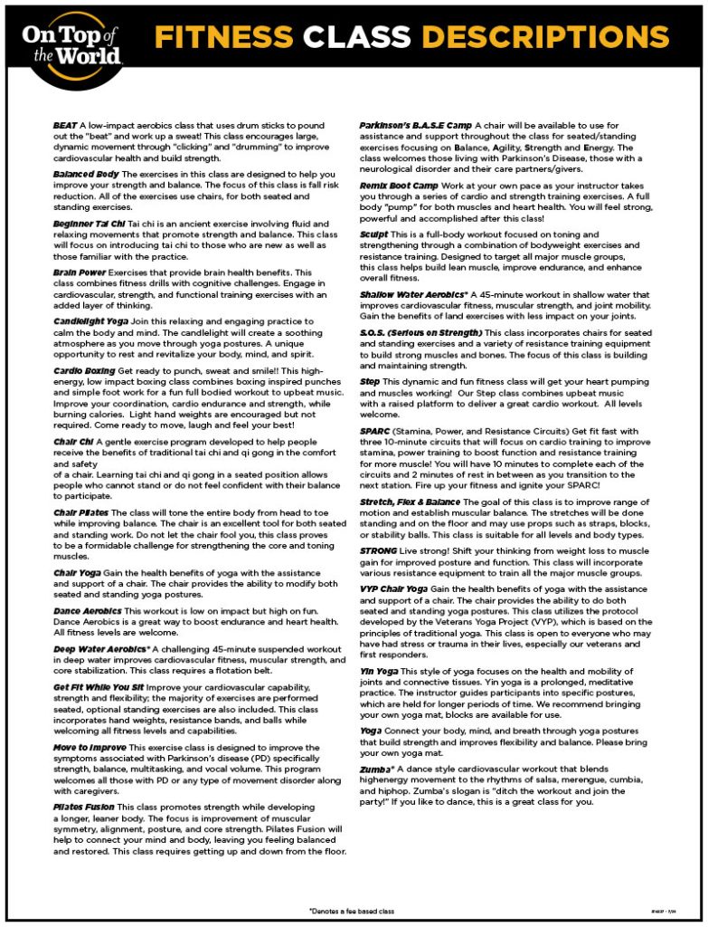 Fitness Class Descriptions