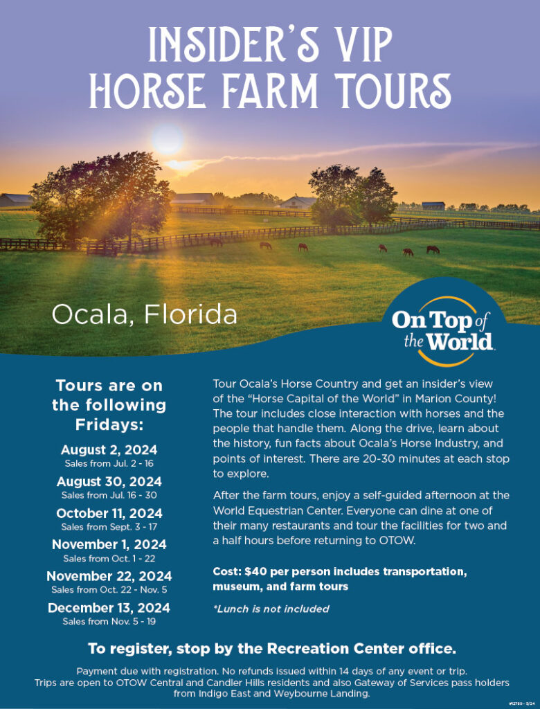 Insider's VIP Horse Farm Tours in Ocala, Florida are on various Fridays through December.