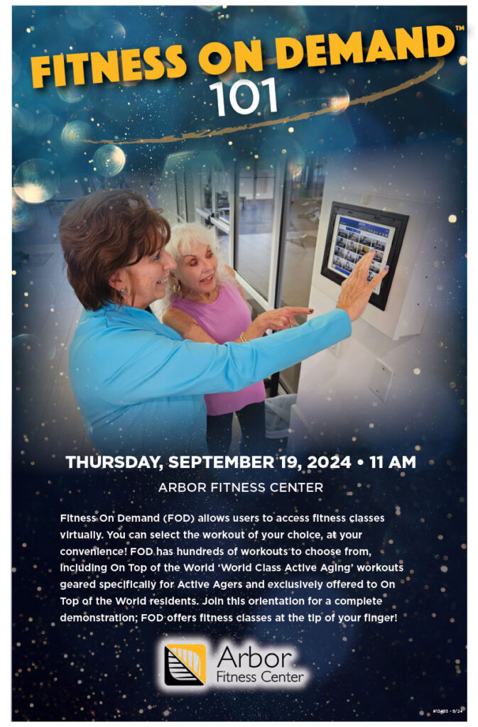 Fitness On Demand Orientation on September 19th, 2024 in the Arbor Fitness Center.